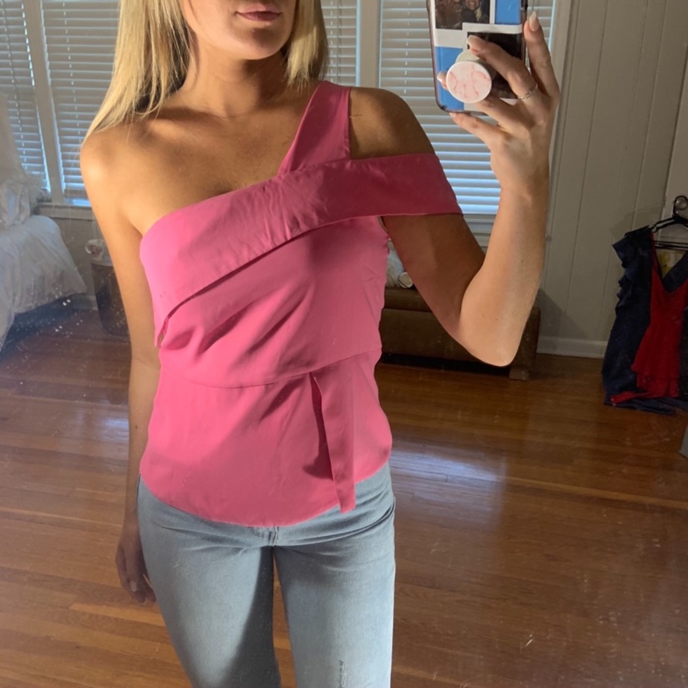 Pink one shoulder blouse
